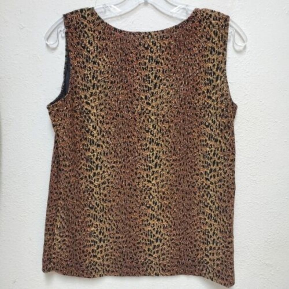 White Stag metallic animal print sleeveless top L - Picture 2 of 3